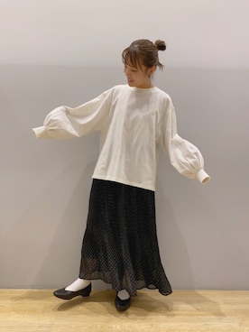 「パンプス×靴下」｜なぽんさん（レディース・150cm）の秋コーディネート