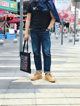 「TOMMY HILFIGER（トミーヒルフィガー）のアイテム（ブルゾン、ブルー系）」を使った、teng1さん（メンズ・175cm）の春コーディネート
