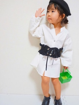「アイテム（シャツワンピース）」を使った、Ria♡さん（キッズ・90cm）の秋コーディネート