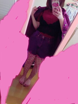 「usedのアイテム（Pants、パープル系）」を使った、ゆさん（レディース・143cm）の春コーディネート