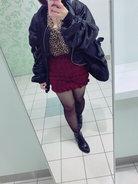 「EMODA（エモダ）のアイテム（Skirt、レッド系）」を使った、ゆさん（レディース・143cm）の春コーディネート