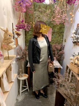 「ミントグリーン」｜「アイテム（ライダースジャケット）」を使った、Ayn_1D*さん（レディース・164cm）の秋コーディネート