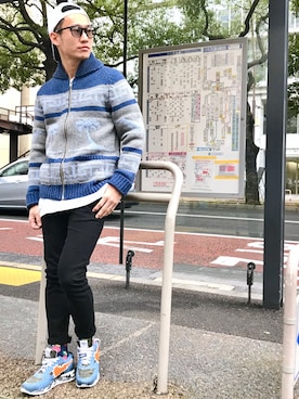 「カウチン」｜「アイテム（ジャケット/アウター）」を使った、giseさん（メンズ・170cm）の冬コーディネート