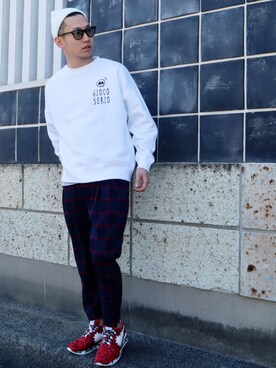 「NO ID.（ノーアイディ）のアイテム（スラックス）」を使った、giseさん（メンズ・170cm）の春コーディネート