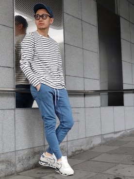 「BLUEY（ブルーイ）のアイテム」を使った、giseさん（メンズ・170cm）の春コーディネート