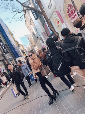 「韓国旅行」｜「アイテム（ジャケット/アウター）」を使った、sakiさん（レディース・156cm）の春コーディネート