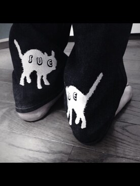 「SueUNDERCOVER（スーアンダーカバー）のアイテム（デニムパンツ、ブルー系）」を使った、HALさん（レディース・163cm）の春コーディネート