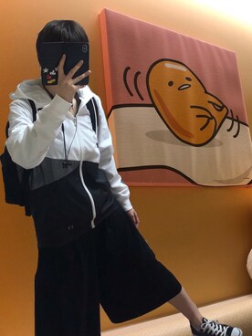 「アイテム（ナイロンジャケット、ホワイト系）」を使った、nさん（レディース・167cm）の春コーディネート