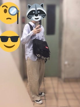 「UNIQLO（ユニクロ）のベルテッドリネンコットンワイドストレートパンツ(丈標準66～68cm）（その他パンツ）」を使った、nさん（レディース・167cm）の秋コーディネート