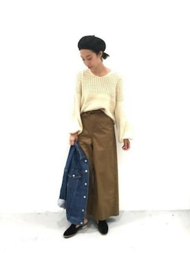 「LAKOLE（ラコレ）のアイテム（チノパンツ）」を使った、LAKOLE WOMENSさん（レディース・165cm）の秋コーディネート