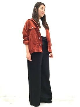 「スエードシューズ」｜「アイテム（ブルゾン）」を使った、LAKOLE WOMENSさん（レディース・157cm）の秋コーディネート