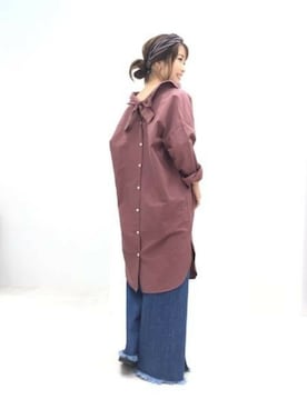 「LAKOLE（ラコレ）のアイテム（シャツワンピース）」を使った、LAKOLE WOMENSさん（レディース・155cm）の秋コーディネート
