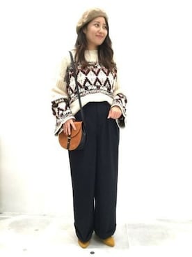 「スエードシューズ」｜「アイテム（ハンチング/ベレー帽）」を使った、LAKOLE WOMENSさん（レディース・154cm）の秋コーディネート