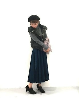 「LAKOLE（ラコレ）のアイテム（ハンチング/ベレー帽）」を使った、LAKOLE WOMENSさん（レディース・160cm）の秋コーディネート