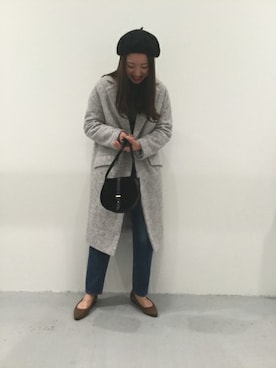 「LAKOLE（ラコレ）のアイテム（チェスターコート）」を使った、LAKOLE WOMENSさん（レディース・163cm）の冬コーディネート