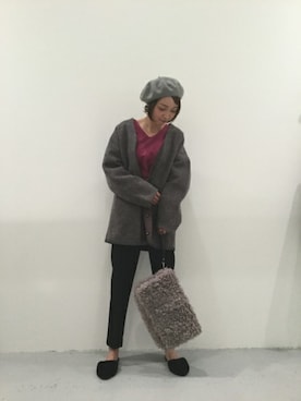 「LAKOLE（ラコレ）のアイテム（ノーカラージャケット）」を使った、LAKOLE WOMENSさん（レディース・160cm）の冬コーディネート