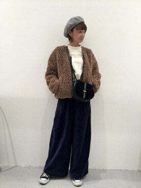 「デイリーカジュアル」｜「アイテム（ハンチング/ベレー帽）」を使った、LAKOLE WOMENSさん（レディース・160cm）の冬コーディネート