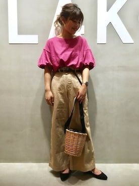 「LAKOLE（ラコレ）のアイテム（チノパンツ）」を使った、LAKOLE WOMENSさん（レディース・156cm）の春コーディネート