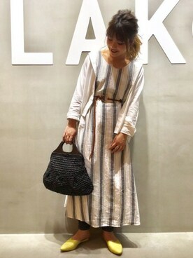 「LAKOLE（ラコレ）のアイテム（かごバッグ）」を使った、LAKOLE WOMENSさん（レディース・156cm）の春コーディネート
