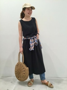 「LAKOLE（ラコレ）のアイテム（かごバッグ）」を使った、LAKOLE WOMENSさん（レディース・153cm）の春コーディネート