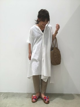 「LAKOLE（ラコレ）のアイテム（かごバッグ）」を使った、LAKOLE WOMENSさん（レディース・156cm）の春コーディネート