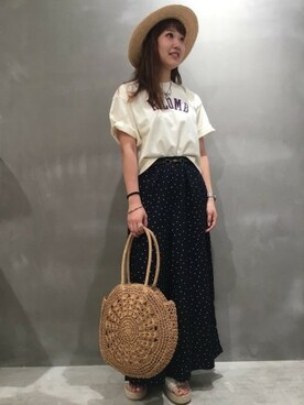 「LAKOLE（ラコレ）のアイテム（かごバッグ）」を使った、LAKOLE WOMENSさん（レディース・161cm）の春コーディネート
