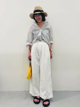 「LAKOLE（ラコレ）のアイテム（チノパンツ）」を使った、LAKOLE WOMENSさん（レディース・165cm）の夏コーディネート