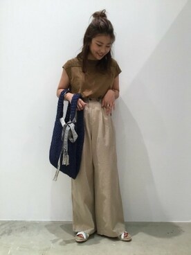 「LAKOLE（ラコレ）のアイテム（チノパンツ）」を使った、LAKOLE WOMENSさん（レディース・156cm）の夏コーディネート