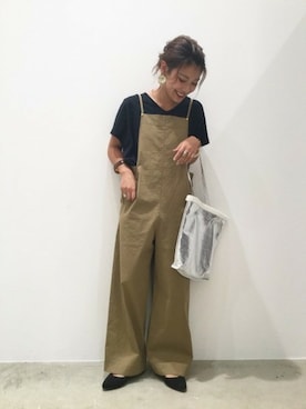 「アイテム（つなぎ/オールインワン、ベージュ系）」を使った、LAKOLE WOMENSさん（レディース・156cm）の夏コーディネート