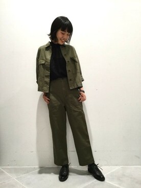 「LAKOLE（ラコレ）のアイテム（ミリタリージャケット）」を使った、LAKOLE WOMENSさん（レディース・163cm）の秋コーディネート