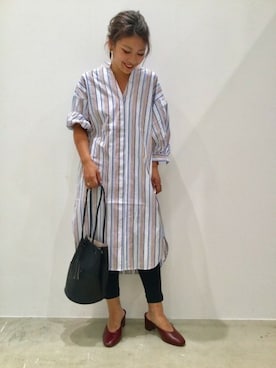 「LAKOLE（ラコレ）のアイテム（シャツワンピース）」を使った、LAKOLE WOMENSさん（レディース・156cm）の秋コーディネート
