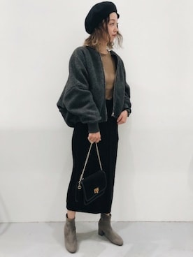 「ミニショルダー」｜「アイテム（ブルゾン）」を使った、LAKOLE WOMENSさん（レディース・160cm）の秋コーディネート