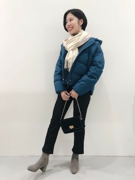 「リブタートルネック」｜「アイテム（ブーツ）」を使った、LAKOLE WOMENSさん（レディース・163cm）の冬コーディネート