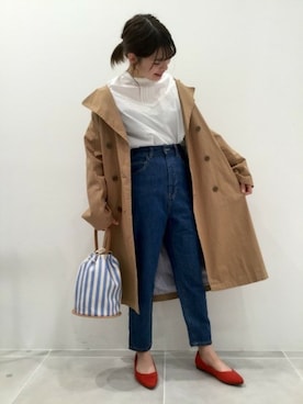 「LAKOLE（ラコレ）のアイテム（トレンチコート）」を使った、LAKOLE WOMENSさん（レディース・160cm）の冬コーディネート