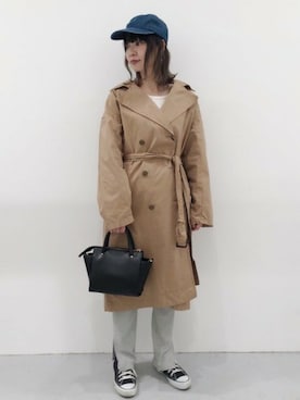 「LAKOLE（ラコレ）のアイテム（トレンチコート）」を使った、LAKOLE WOMENSさん（レディース・160cm）の冬コーディネート