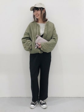 「ミニショルダー」｜「アイテム（サロペット/オーバーオール）」を使った、LAKOLE WOMENSさん（レディース・160cm）の冬コーディネート