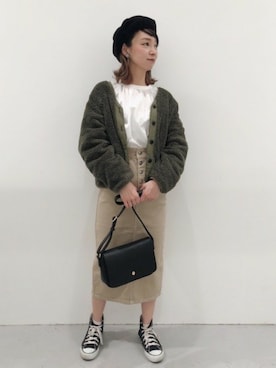 「LAKOLE（ラコレ）のアイテム（ハンチング/ベレー帽）」を使った、LAKOLE WOMENSさん（レディース・160cm）の冬コーディネート