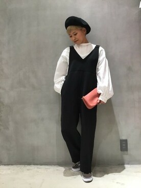 「ミニショルダー」｜「アイテム（サロペット/オーバーオール）」を使った、LAKOLE WOMENSさん（レディース・149cm）の春コーディネート