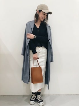 「LAKOLE（ラコレ）のアイテム（トレンチコート）」を使った、LAKOLE WOMENSさん（レディース・160cm）の春コーディネート