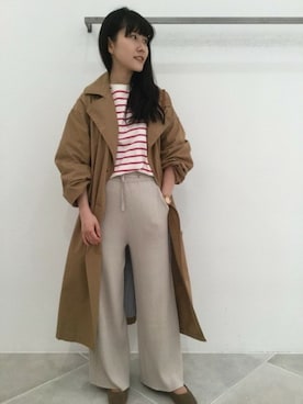 「バスクシャツ」｜「アイテム（トレンチコート）」を使った、LAKOLE WOMENSさん（レディース・152cm）の春コーディネート