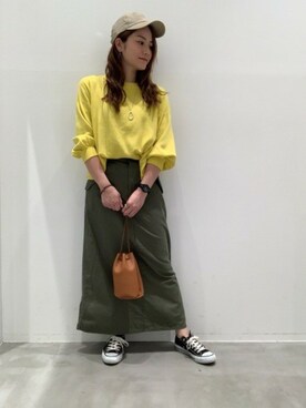 「Aラインスカート」｜「アイテム（帽子）」を使った、LAKOLE WOMENSさん（レディース・160cm）の春コーディネート