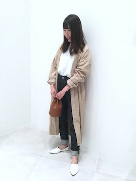 「LAKOLE（ラコレ）のアイテム（シャツワンピース）」を使った、LAKOLE WOMENSさん（レディース・157cm）の春コーディネート