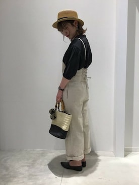 「バブーシュ」｜「アイテム（サロペット/オーバーオール）」を使った、LAKOLE WOMENSさん（レディース・163cm）の春コーディネート