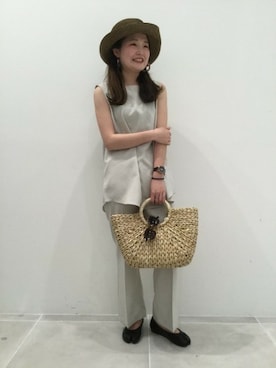 「LAKOLE（ラコレ）のアイテム（かごバッグ）」を使った、LAKOLE WOMENSさん（レディース・153cm）の春コーディネート