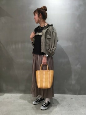 「LAKOLE（ラコレ）のアイテム（ミリタリージャケット）」を使った、LAKOLE WOMENSさん（レディース・161cm）の春コーディネート