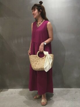 「LAKOLE（ラコレ）のアイテム（かごバッグ）」を使った、LAKOLE WOMENSさん（レディース・161cm）の春コーディネート