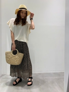 「LAKOLE（ラコレ）のアイテム（かごバッグ）」を使った、LAKOLE WOMENSさん（レディース・160cm）の春コーディネート