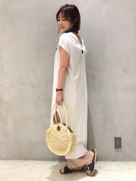 「LAKOLE（ラコレ）のアイテム（かごバッグ）」を使った、LAKOLE WOMENSさん（レディース・155cm）の夏コーディネート