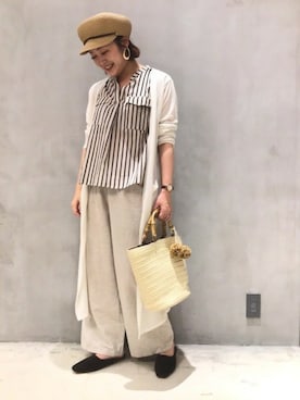 「LAKOLE（ラコレ）のアイテム（かごバッグ）」を使った、LAKOLE WOMENSさん（レディース・155cm）の夏コーディネート