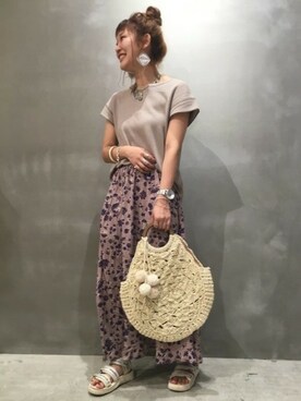 「LAKOLE（ラコレ）のアイテム（かごバッグ）」を使った、LAKOLE WOMENSさん（レディース・161cm）の夏コーディネート